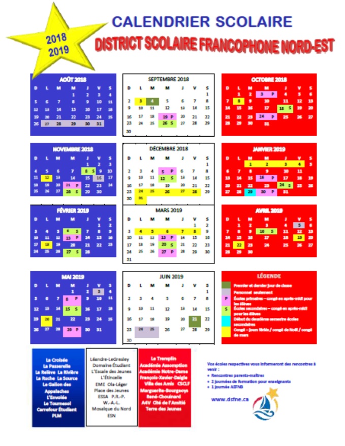 Calendrier Scolaire > DSFNE